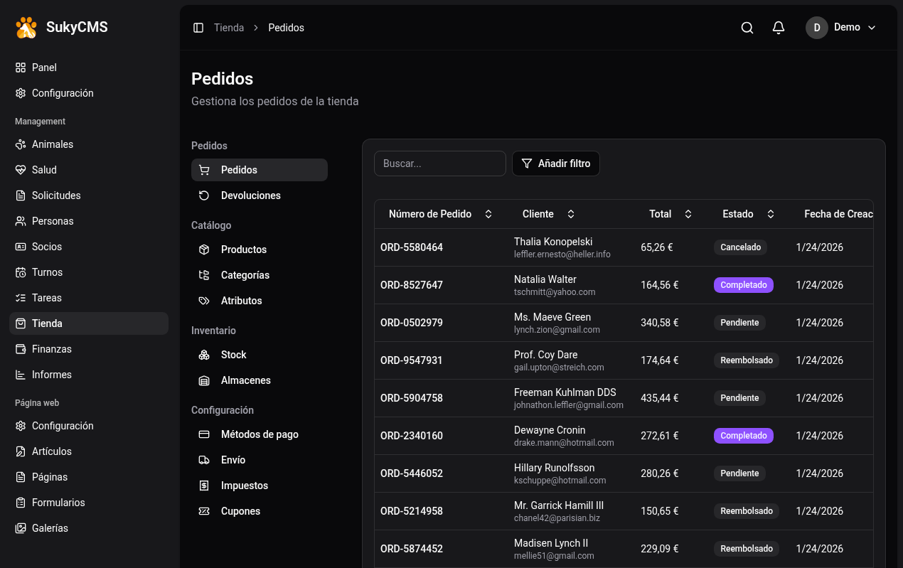 Gestión de la tienda en SukyCMS Gestión de la tienda en SukyCMS