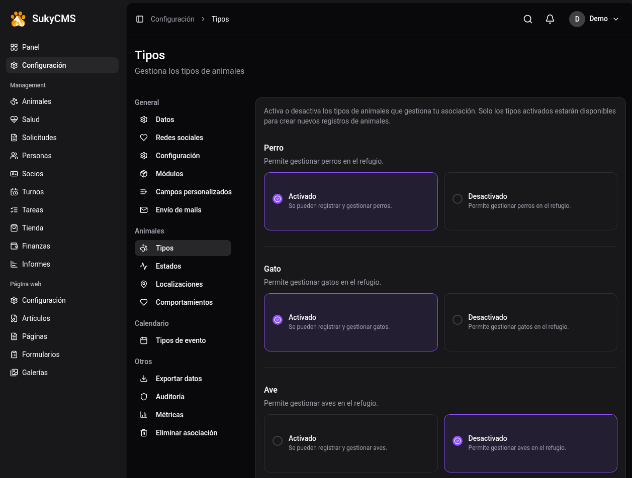 Panel de SukyCMS Panel de SukyCMS